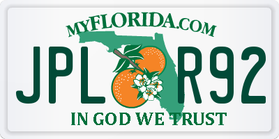 FL license plate JPLR92