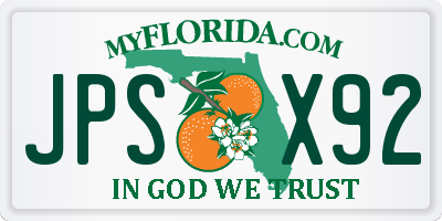 FL license plate JPSX92