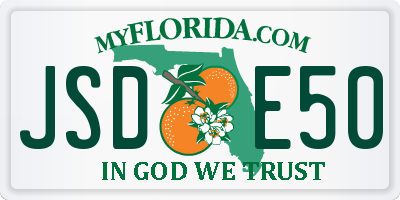 FL license plate JSDE50