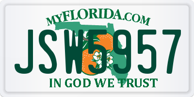 FL license plate JSW5957