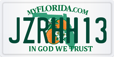 FL license plate JZRHH13