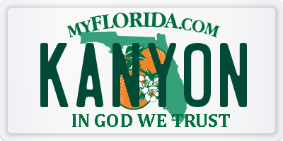 FL license plate KANYON