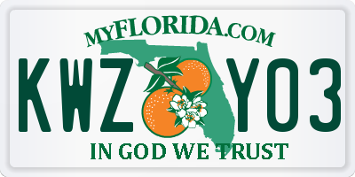 FL license plate KWZY03