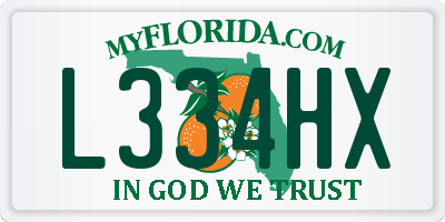 FL license plate L334HX