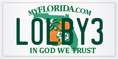 FL license plate LOLBY3