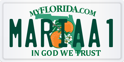 FL license plate MARIAA1
