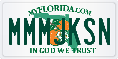 FL license plate MMMJKSN