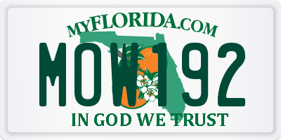 FL license plate MOW192