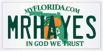 FL license plate MRHAYES