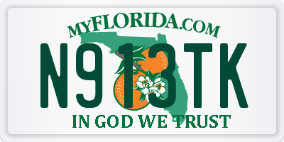 FL license plate N913TK