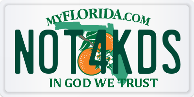 FL license plate NOT4KDS