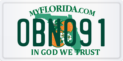 FL license plate OBN091