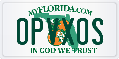 FL license plate OPVXOS
