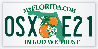 FL license plate OSXE21