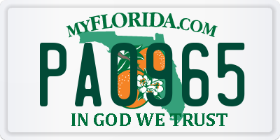 FL license plate PA0965