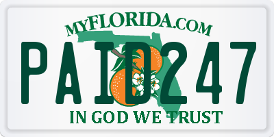 FL license plate PAID247