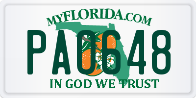 FL license plate PAO648