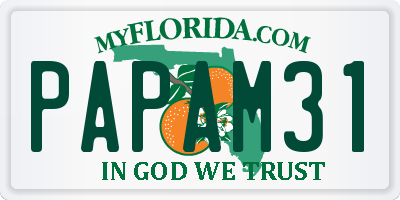 FL license plate PAPAM31