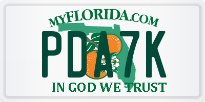 FL license plate PDA7K