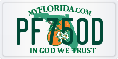 FL license plate PF750D