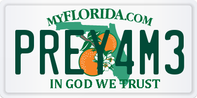 FL license plate PREY4M3