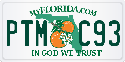 FL license plate PTMC93