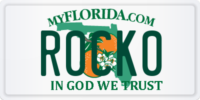 FL license plate R0CK0