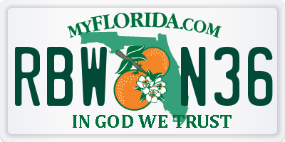 FL license plate RBWN36