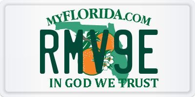 FL license plate RMV9E