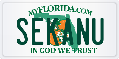 FL license plate SEKANU