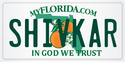 FL license plate SHIVKAR