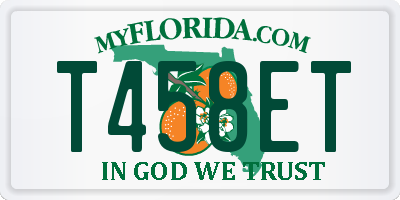 FL license plate T458ET