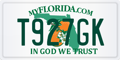FL license plate T927GK