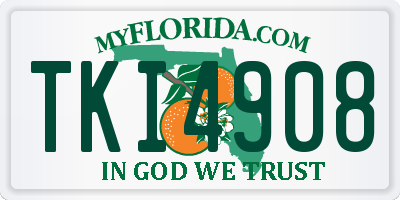 FL license plate TKI4908