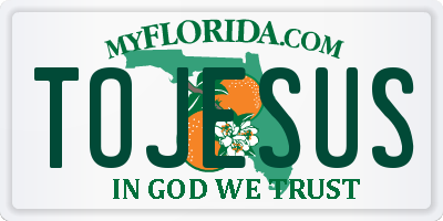 FL license plate TOJESUS