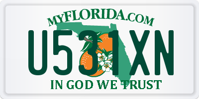 FL license plate U531XN