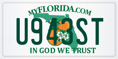 FL license plate U943ST