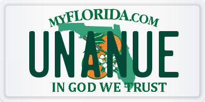 FL license plate UNANUE