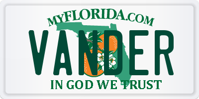 FL license plate VANDER