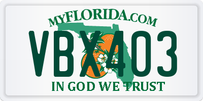 FL license plate VBX403