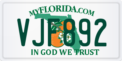 FL license plate VJF892