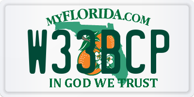 FL license plate W33BCP