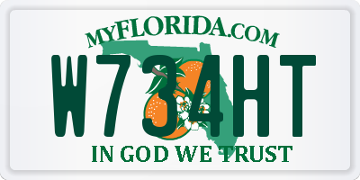 FL license plate W734HT