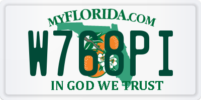 FL license plate W768PI