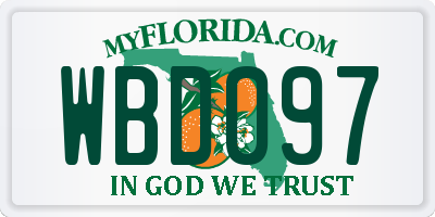 FL license plate WBD097