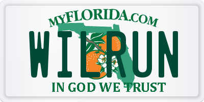 FL license plate WILRUN