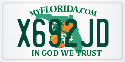 FL license plate X692JD