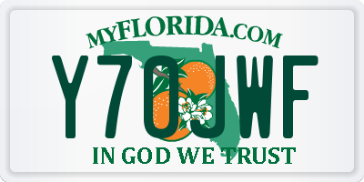 FL license plate Y70JWF