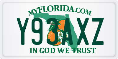 FL license plate Y93AXZ