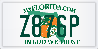 FL license plate Z876P